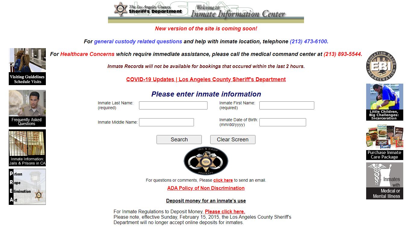 LASD Inmate Information Center - Inmate Search